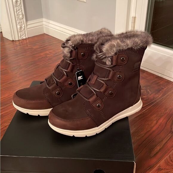 Sorel joan leather waterproof boot with faux fur collar EVA footbed size 6,5 new - Picture 6 of 16